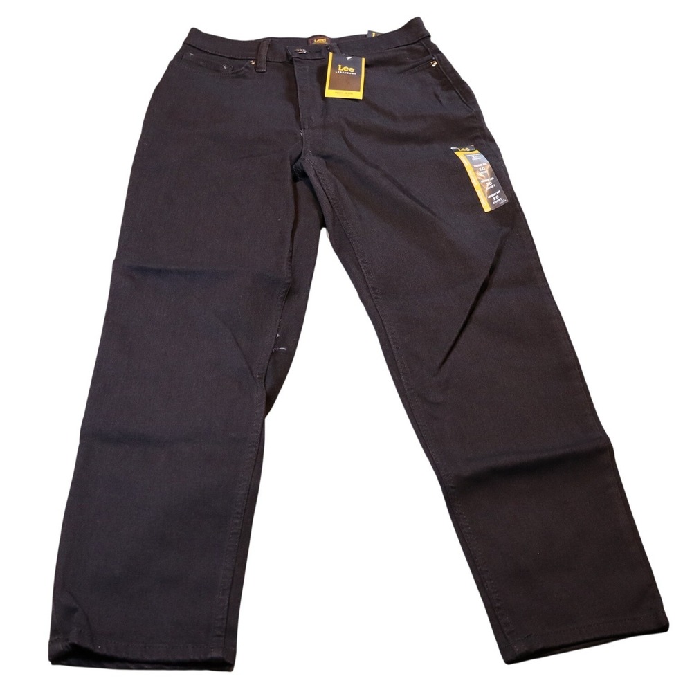 Lee Legendary Mom Jeans Women 10 Short Black High Rise Stretch Denim Tapered Leg